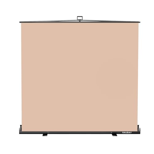 【Wider Style】 RAUBAY 78.7 x 82.7in Large Collapsible Beige Backdrop Screen Portable Retractable Panel Photo Nude Background with Stand for Video Conference, Photographic Studio, Streaming