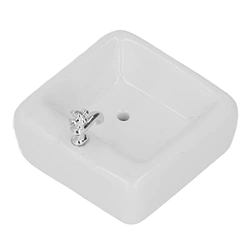 Pia do banheiro da casa de bonecas 1:12 1/12 pia de cerâmica branca da casa de bonecas para cozinha