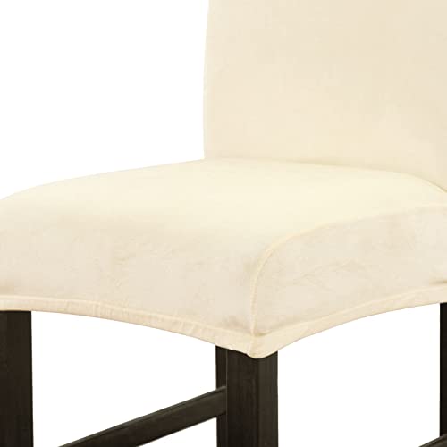 Searchi Stretch Bar Stool Covers Set Of 2, Stretch Removable Washable Velvet Bar Stool Chair Covers, Counter Height Chairs Covers For Kitchen Dining Room Cafe Furniture (Velvet Creamy White) #TOP3