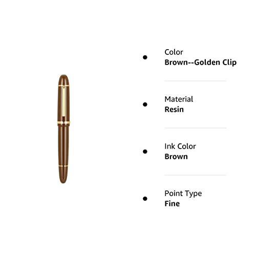 Jinhao X159 Fountain Pen #8 Fine Nib, Brown With Golden Clip Acrylic Big Size Writing Pen #TOP2