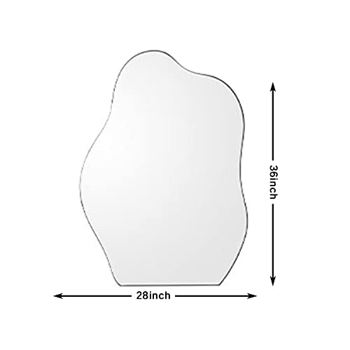 36" X 28" Irregular Mirror，Asymmetrical Cloud Shape Wall Mirror Modern Decorative Black Wood Framed Wall Mounted Mirrors For Living Room Bedroom Entryways Home Decor #TOP4