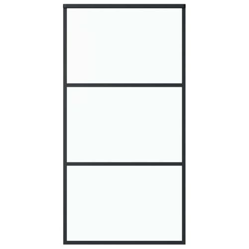 vidaXL Puerta Corredera Entrada Corrediza Deslizante Hogar Cuarto de Baño Sala de Estar Salón Habitación ESG Vidrio y Aluminio 102x205 cm Negra