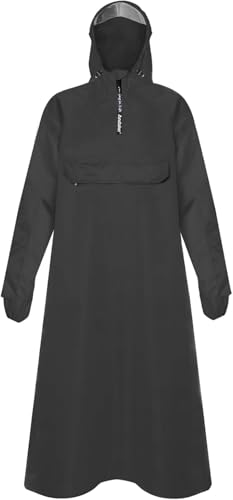 Andake Wasserdichte Regenjacke, Leichte Tragbare Regenmantel mit Ärmeln, Unisex, Rissfestes Material, Geeignet für Outdoor, Radfahren, Wandern, Angeln（schwarz）