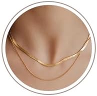 Freekiss Women's Layered Necklace Set - 3 Piece Dainty Gold Jewelry for Everyday Stacking | 14K Gold Plated Snake Chain, Rope Chain, Cuban Chain | Adjustable Length 14-18.5 Inch | Gift Ready, 14"+2