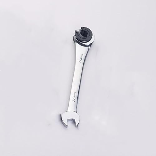 FLZOSPER 11mm Metric Fix Tubing Wrench，Fixed Head Tubing Ratchet Open End Wrench, Ratcheting Fix Combination Wrench Spanner