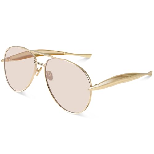 Retro Gold Oversized Aviator Sunglasses for Women Men 2025 Trendy Metal Big Aviators Sun Glasses 70s Retro Shades