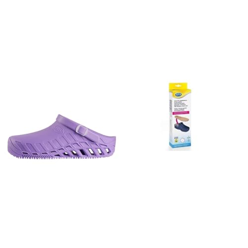 Scholl Clog Evo Lila y plantillas Memory Cushion antiestáticas combinadas