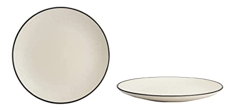 Image of Ceramic Plate Set,10 inches - Set of 6 Large Size Dinner Plate for Snacks, Appetizers etc. Handmade Stoneware Dinner Plate (Blue) (White Marble Matte)
