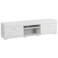 Baroni Home TV-Schrank für Wohnwand mit 2 Türen 2 Einlegeböden, Lowboard mit Loch für Kabeldurchführung aus MDF; TV-Board für Wohn- und Schlafzimmer, Weiß, 160x35x40 cm