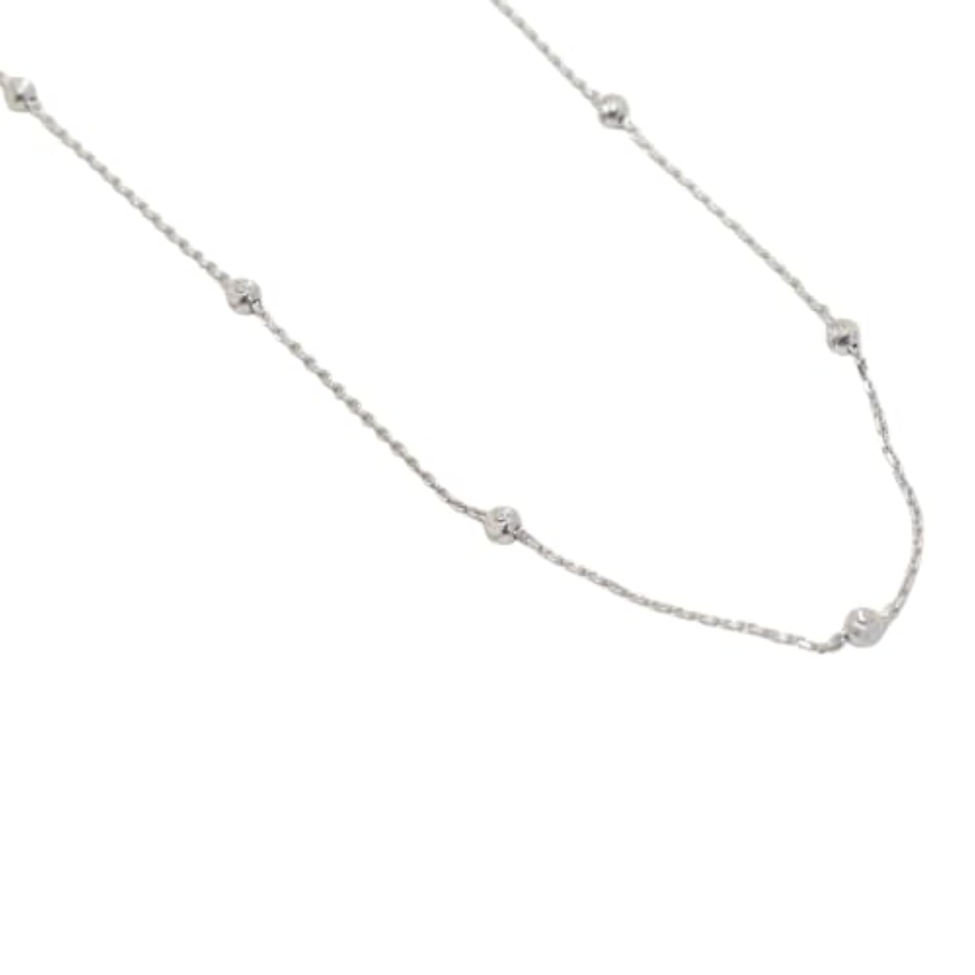925 Sterling Silver Chain with Balls Necklace, 17.5"