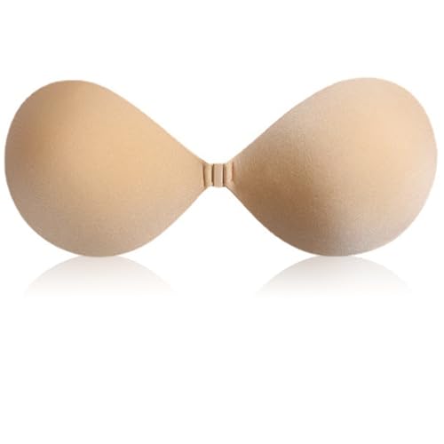 LuLiyLdJ Soutien-Gorge Sans Bretelles Invisible, Push Up Dos Nu Adhésif avec Coque - Collant pour Femmes (Couleur Chair), 1 Paire