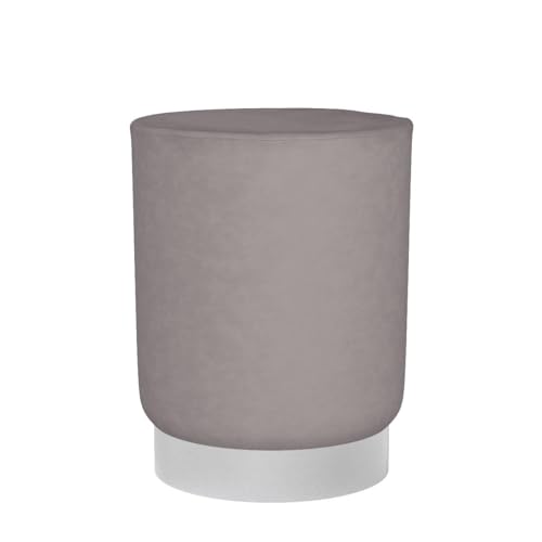 BIRDROCK HOME Round Ottoman Foot Stool – Modern Soft Padded Velvet Vanity Chair with Silver Metal Trim – Accent Chair or Foot Rest for Living Room, Bedroom, or Dressing Room (Gray) by BIRDROCK HOME - Used condition - Image 4