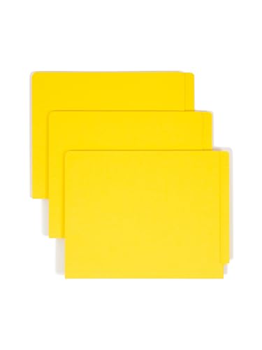 Image of Smead End Tab Fastener File Folder, Shelf-Master Reinforced Straight-Cut Tab, 2 Fasteners, Letter Size, Yellow, 50 per Box (25940)