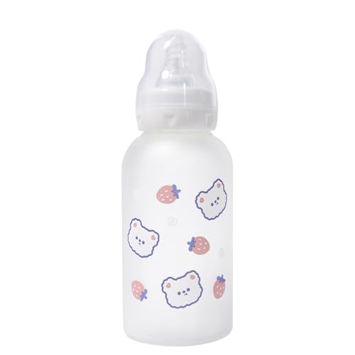 CutiePlusU Adult Glass Feeding Bottle Cute Printed Large Size Baby Bottles Three Bears 10Oz/300ML