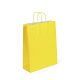 25 PZ Busta Shopper in CARTA VARI COLORI formato 27+11 altezza 36cm | 25 buste colorate prodotto versatile e sostenibile resistente e durevole (Giallo)