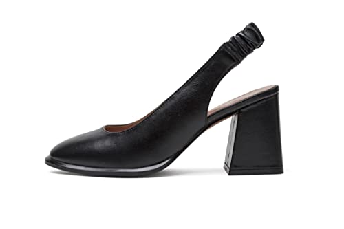 Linea Paolo - Giana - Womens Modern Round Toe Block Heel Nappa Leather Slingback Pump4