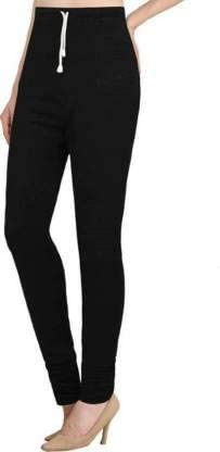 Image of Kex Black White Solid Cotton Churidar Length Leggings Women Leggings Girls Leggings Leggings for Women Ruby Leggings