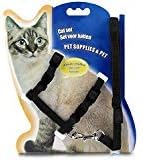 Genenic Cat Harness Leash Adjustable Nylon Strap Collar with Leash Cat Leash and Harness Set for Small Cat/Kitten and Pet Walking (Black)