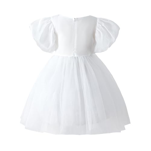 Tutu.kk Toddler Girls Tulle Dress Puff Short Sleeve Square Neck Flower Girl Dress for Birthday Party2