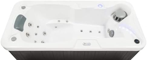 Hudson Bay HBSL 1-Person Hot Tub with 19 Therapy Jets and Digital Controls – White Acrylic Interior and Mocha Exterior Cabinet - Ideal for Indoor/Outdoor - Small and Portable Spa