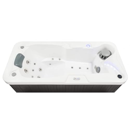 Hudson Bay HBSL 1-Person Hot Tub with 19 Therapy Jets and Digital Controls – White Acrylic Interior and Mocha Exterior Cabinet - Ideal for Indoor/Outdoor - Small and Portable Spa