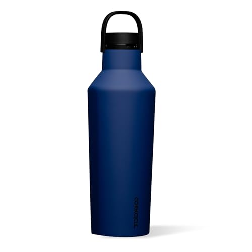 Corkcicle Sport Canteen - Keeps Drinks Cold 25 Hours - Stainless Steel Water Bottle - Triple-Insulated - Spill-Proof - Summer Drinkware Gift - Keeps Drinks Ice Cold - 32 oz - Midnight Navy