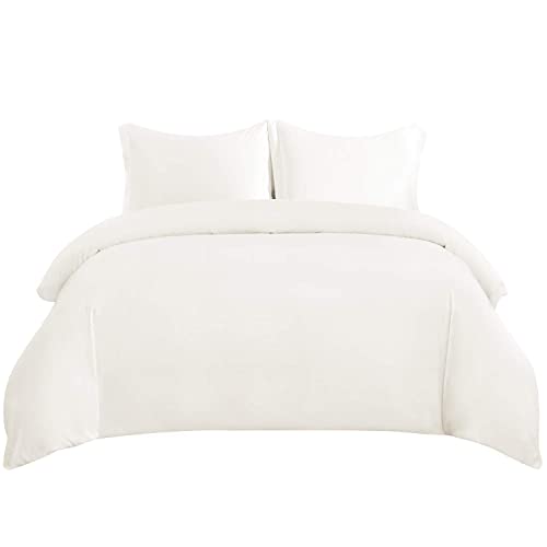Image of Bedsure Duvet Cover Queen Size, Double Brushed Bedding Set, Cream White | For Kids & Adults, 90 inchx90 inch Comforter Cover, Hotel Luxury, All Season, Breathable, Easy Care, Lightweight, Zipper Closure