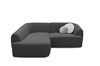 DOMO. collection Ecksofa Ansina, kleine Couch in L-Form, mit Taschenfederkern, organische Form, Sofa, Polsterecke, Eckcouch, Polstergarnitur 216 x 196 x 76 cm (BxTxH), dunkelgrau
