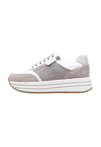 Geox Femme D Kency B Sneakers chaussures basses en cuir noir et mode urbaine
