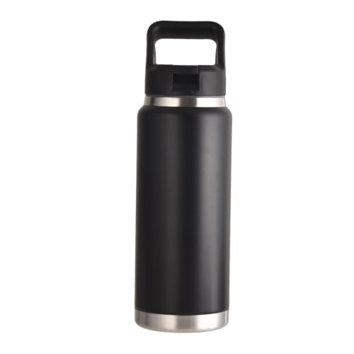 CYPHERTAN 27oz Water Bottle with Straw Lid Vacuum Insulated Stainless Steel BPA-Free Reusable Cup for School, Sports, Travel (Black) - image 1