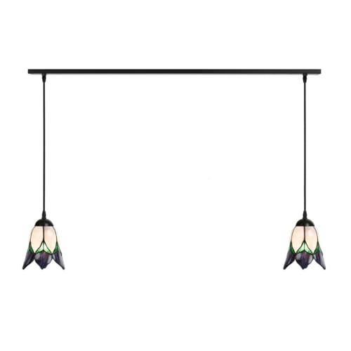 Lampes Tiffany fleur violette pour sublimer un plafond haut et sombre