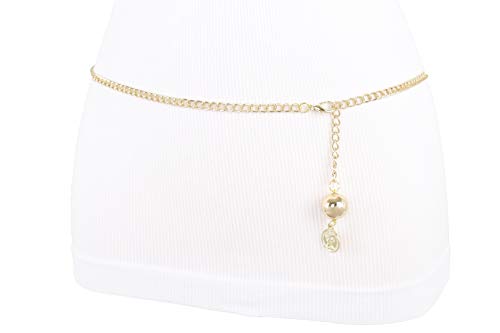 TFJ Women Fashion Very Skinny Belt Hip High Waist Gold Metal Chain Band Coin Charm XL XXL2