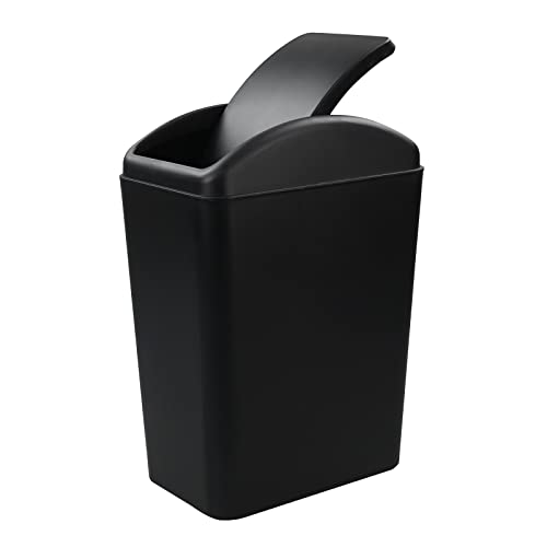 Image of 1 Pack Plastic Trash Cans with Swing Lid, Swing Garbage Can, 4.2 Gallon, Black