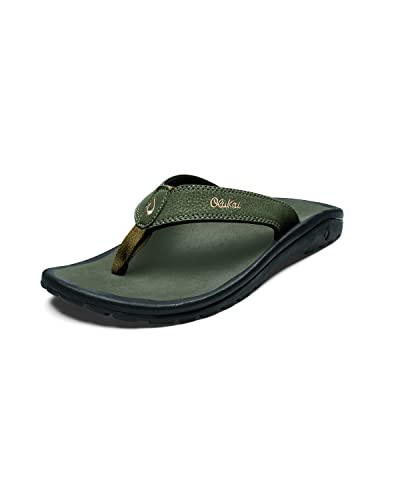 OLUKAI Ohana Men's Beach Sandals, Water Resistant Flip Flops, Arch Support & Comfort Fit, Lightweight & Durable, Enhanced Grip & Traction, Kona/Kona, 10
