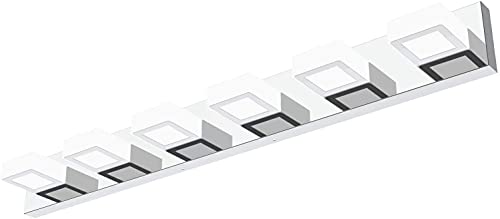 Image of Ralbay Modern Chrome Bathroom Vanity Lights Dimmable 6 Lights Acrylic Stainless Steel Modern LED Vanity Light Fixtures for Bathroom Lighting Dimmable 6000K Cool White Light