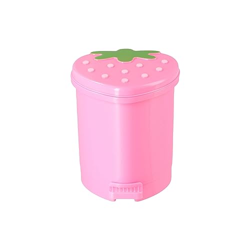 Image of Leadigol Strawberry Desk Bin Kawaii Mini Home Desktop Bin Pink Dustbin Garbage Container Reusable Cute Trash Can for Bedroom, Home