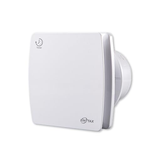 EINTTAX extracteur dair 100mm, ventilateur salle de bain avec clapet anti-retour timer, extracteur d’air silencieux pour salle de bain, WC, cuisine, blanc