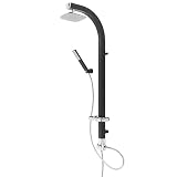 Schütte MADAGASCAR Doccia a pioggia con doccetta, asta doccia nera con pratico ripiano e supporto a parete, asta doccia per rubinetteria doccia 60060