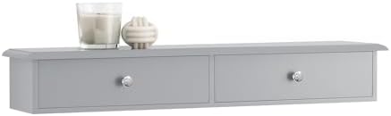 SoBuy Wall Shelf Floating Shelf Wall Storage Unit with 2 Drawers Grey W64 x D15 x H10cm FRG43-HG