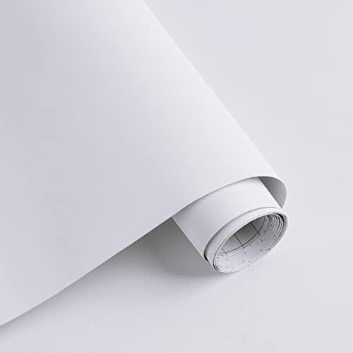 Timeet Sticky Back Plastic Paper White Self Adhesive Wallpaper Matte Surface Peel and Stick Wallpaper Removable Vinyl Film Roll for Living Room Bedroom Furniture Wall Doors Wardrobes 40 x 300cm