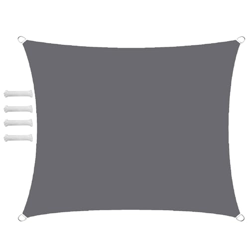 GLIN Sun Shade Sail Outdoor Waterproof Rectangular 1.5x2.5m Shade Sails Canopy UV Protection for Garden Patio Block With Rope Shade Sail Kit Gray