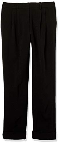 Tahari ASL Women's Pebble Crepe Pleated Cuffed Ankle Pant, Black, 16