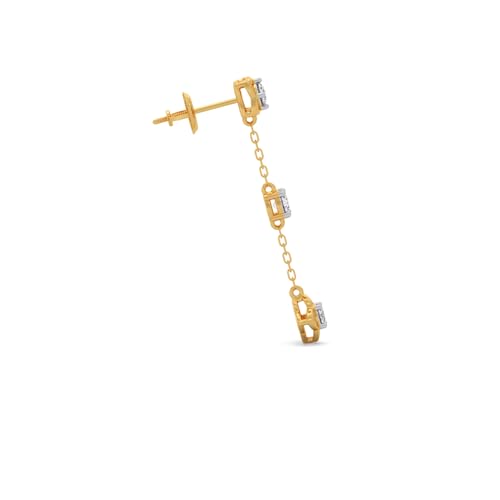 Image of Lab Grown Diamond 14K Yellow Gold Earrings for Women|BIS Hallmark|0.38ct Certified Diamond Set in Prong for Birthday, Anniversary