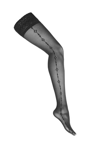Kotek Stay-up avec design géométrique 20 deniers, Noir , L/XL