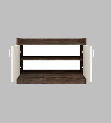 Image of SPECIALITY PANELS 2 Door Shoe Rack with Storage Cabinet, Brown and White, 75x49 cm, DIY Assembly