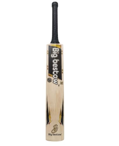 Image of Full Size Black Edition English Willow Cricket Bat, Cross Weave Tape on The Face | Lightweight | Wooden Long Handle | Free Cover Play for Leather Ball