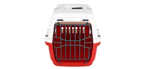 Kerbl Pet Transportbox Expedion, Creme/Bordeaux, 45x30x30 cm, Hundebox, Katzenbox, Hundetransport, Kunststoff, kleine Hunde, Katzen