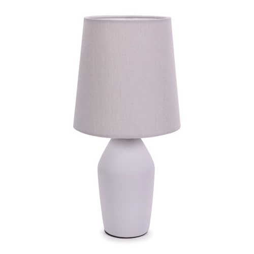 Image of ValueLights | Lilac Ceramic Base Table Lamp with Tapered Fabric Lampshade Bedroom Bedside Light | Table Lamps & Home Improvements Essential