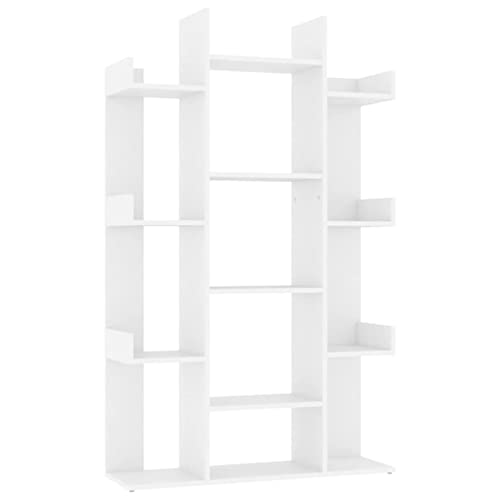 Hogotin Librería Estantería de Salón Estantería Vertical Mueble Cúbico Balda Decorativa con 13 Compartimentos, Blanco 86x25,5x140 cm Cover