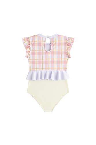 Girls Swimwear One Piece Ruffle Trim Flounce Checkered Plaid 2-12Years Beach Bathing Suit for Kids Swimsuit2